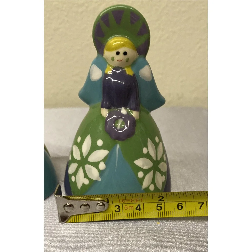 World Market Salt & Pepper Shakers Folkloric Colorful Angels Figurines
